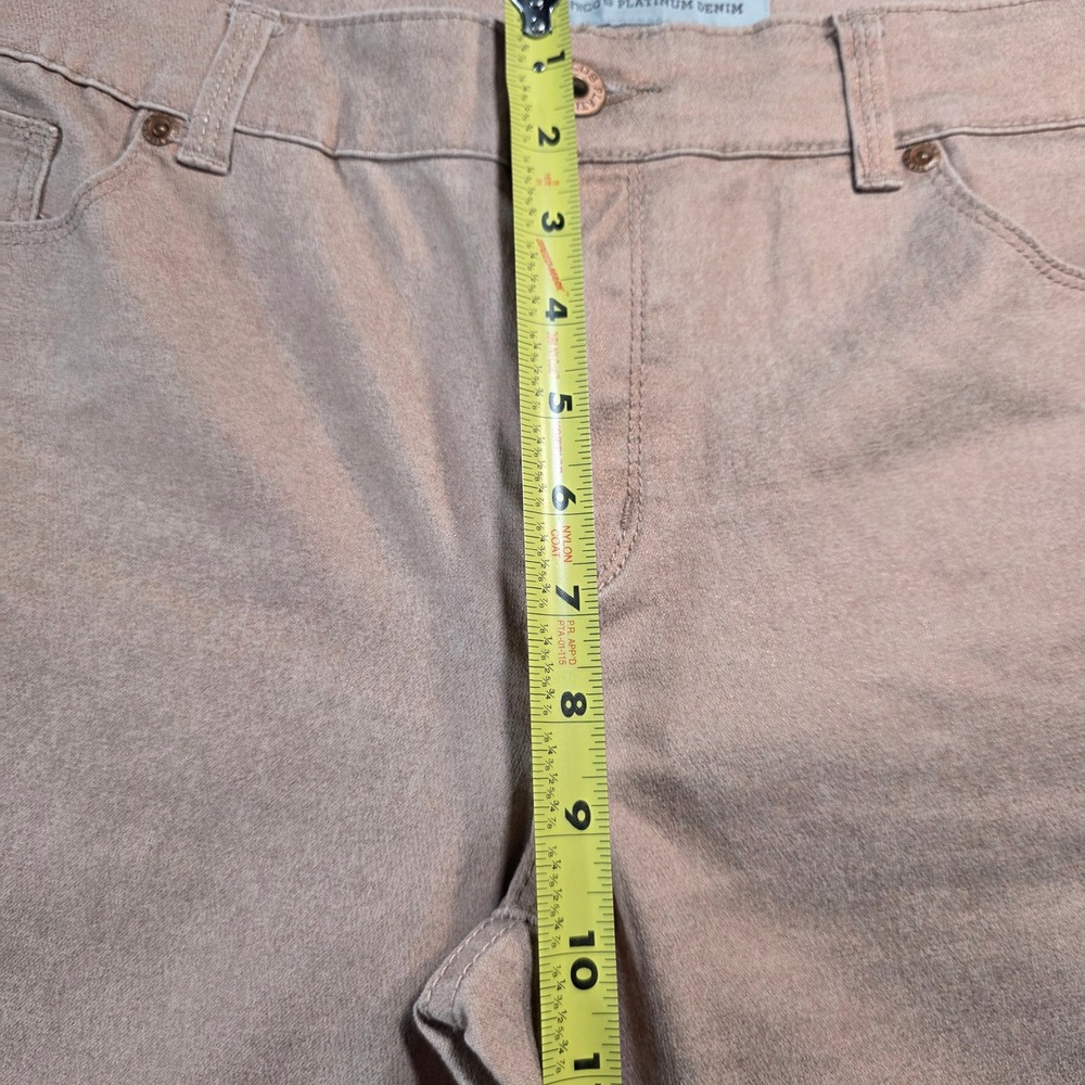 Chico's Platinum Denim Rose Gold Peach Beige Straight Leg Jeans Stretch 1 / 8 - Picture 7 of 12